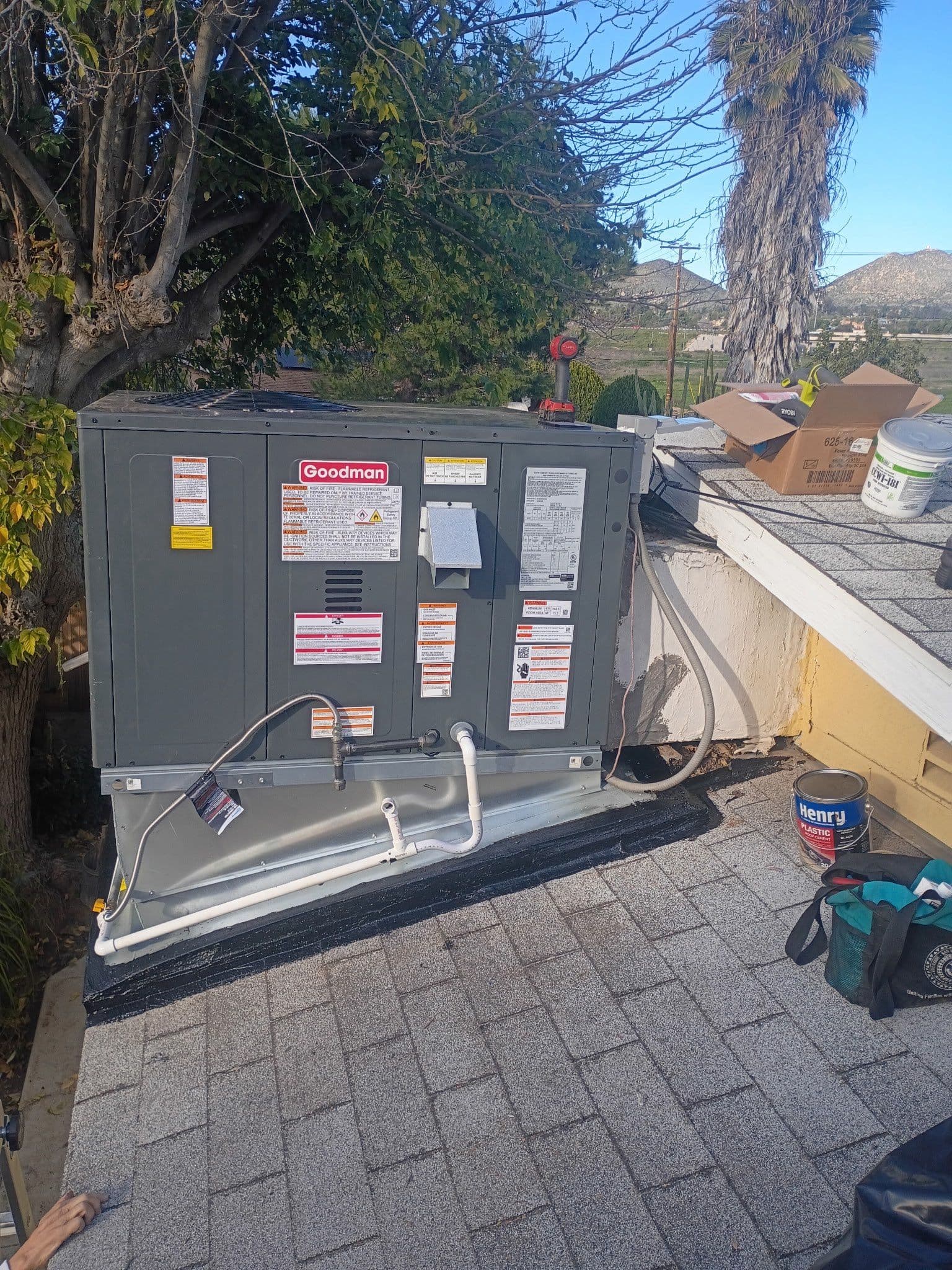 HVAC Installation on a Sunny Wildomar Rooftop